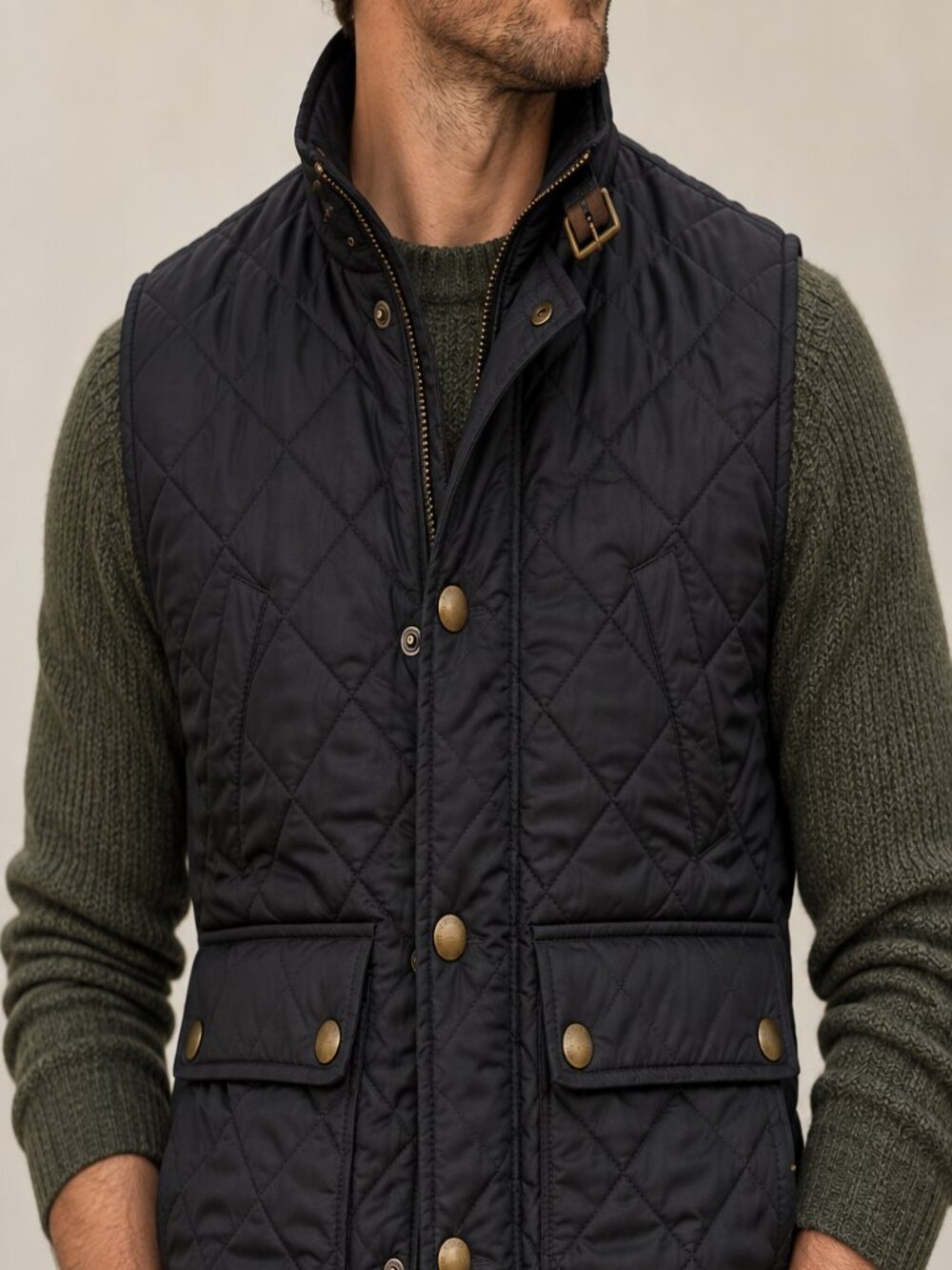 Polo Ralph Lauren Men’s L Black Quilted Vest Black Watch Plaid